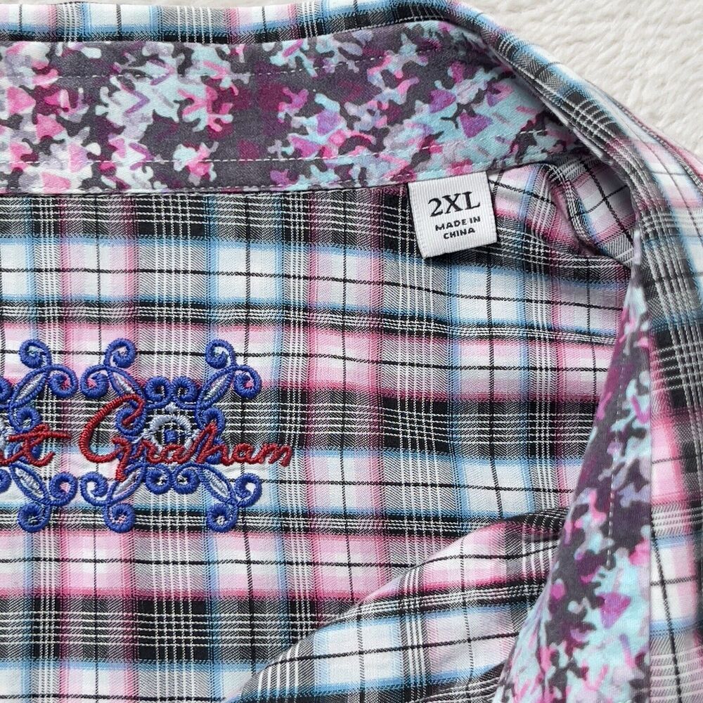 Robert Graham Plaid Shirt Mens Sz 2XL Long Sleeve Flip Cuff Button Up - Picture 8 of 13